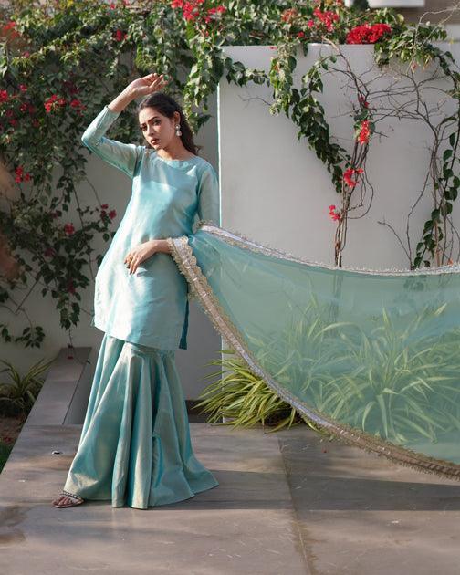 3 PIECE EMBELLISHED SUIT - Aqua