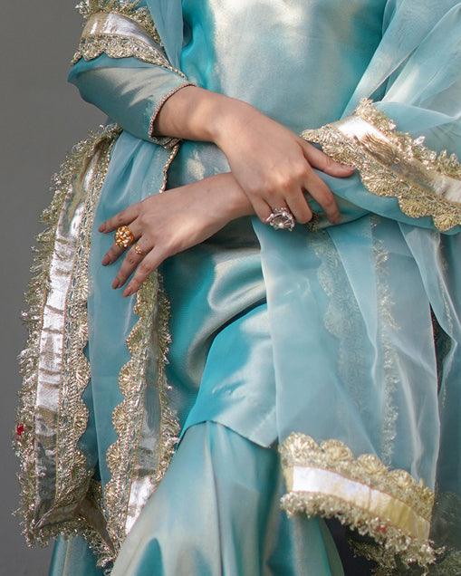 3 PIECE EMBELLISHED SUIT - Aqua