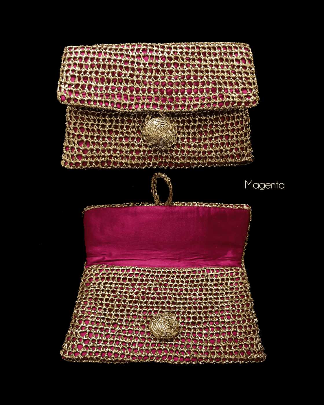 CROCHET CLUTCH - Golden/Silver
