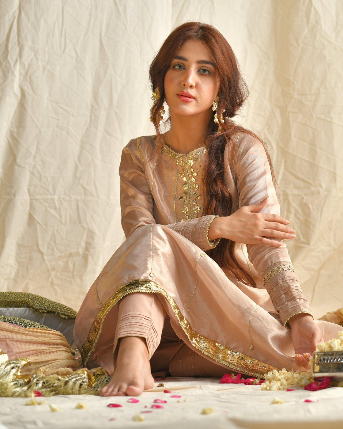 3 PIECE EMBROIDERED SUIT - Pink